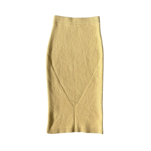 Sweet Baby Jamie Jamie Mizrahi RTR Butter Yellow Ribbed Knit Midi Skirt Size XS - Picture 4 of 7